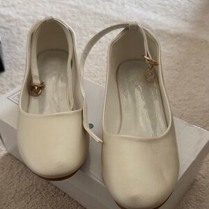Women’s Cream Ankle-Strap Ballet Flats